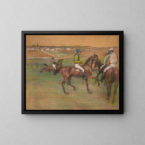 Pferde im Rennsport - Edgar Degas — gerahmtes Bild an der Wand
