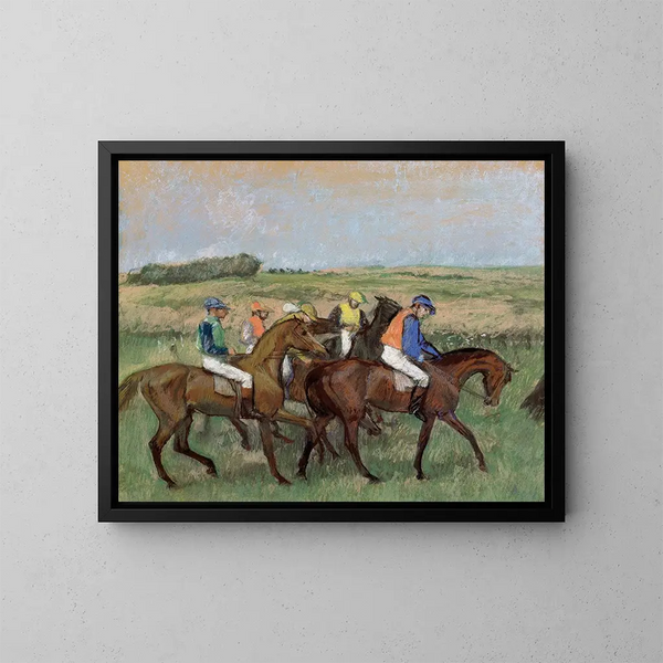 Rennen - Edgar Degas — gerahmtes Bild an der Wand