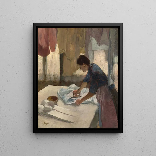 Frau beim Bügeln - Edgar Degas — gerahmtes Bild an der Wand
