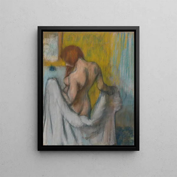 Frau mit einem Handtuch - Edgar Degas — gerahmtes Bild an der Wand