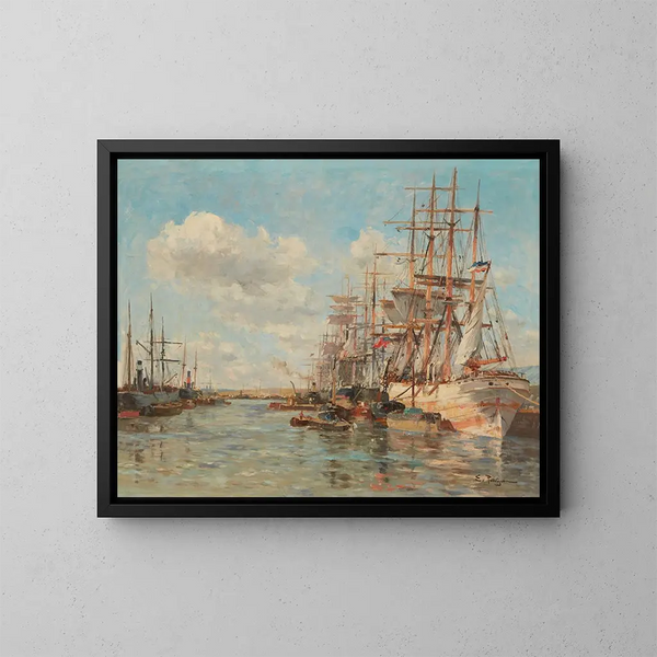 Le port de la Rochelle - Edmond-Marie Petitjean — gerahmtes Bild an der Wand