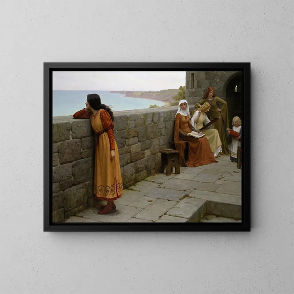 L'otage - Edmund Blair Leighton — gerahmtes Bild an der Wand