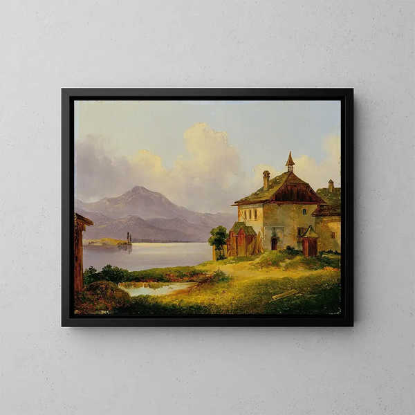 Casa sul lago nel Salzkammergut - Edmund Mahlknecht — quadro incorniciato alla parete