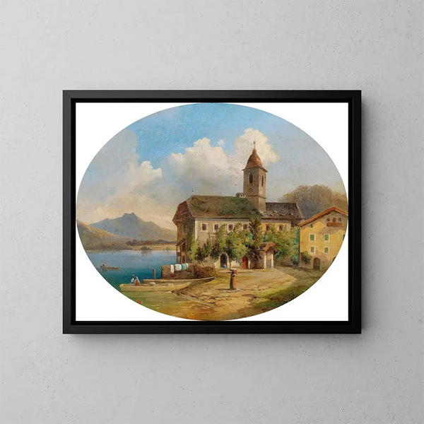 Vista di San Wolfgang - Edmund Mahlknecht — quadro incorniciato alla parete