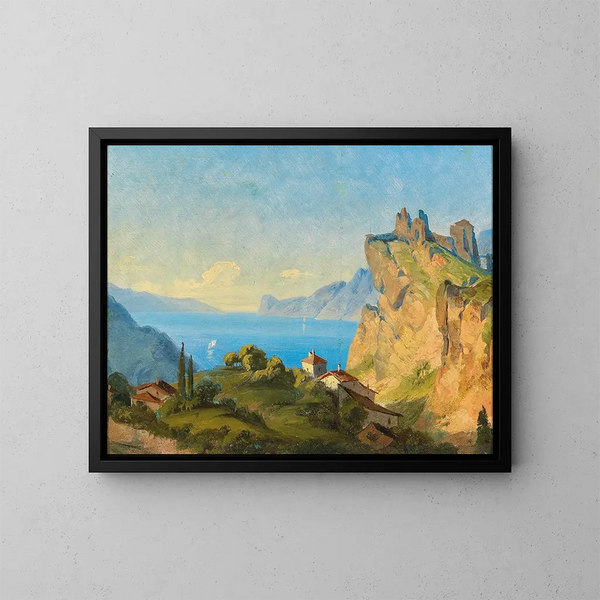 Vista di Nago sul Lago di Garda - Edmund Von Wrndle — quadro incorniciato alla parete