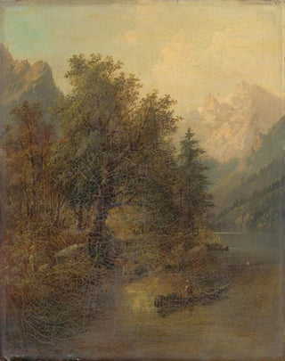Eduard Boehm - Alpine Landscape with a Boat.webp
