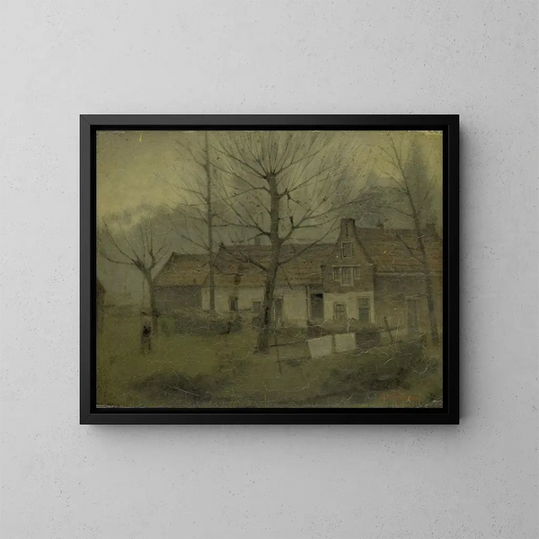 Häuser in einem Dorf - Eduard Karsen — gerahmtes Bild an der Wand