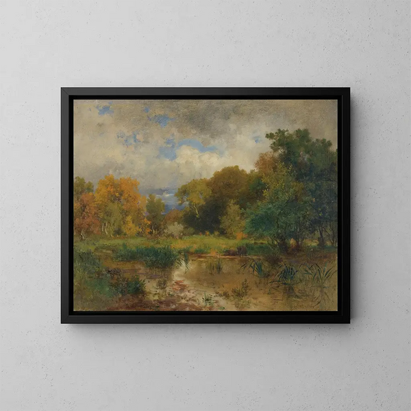 Flusslandschaft bei Lundenburg - Eduard Peithner von Lichtenfels — gerahmtes Bild an der Wand