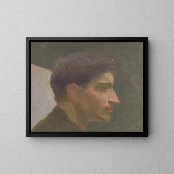 Studie eines jungen Mannes - Eduard Putra — gerahmtes Bild an der Wand