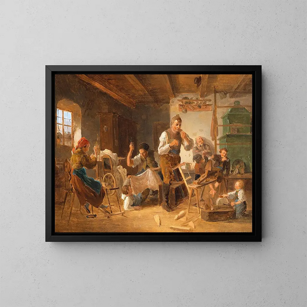 Leben in der Familie beschäftigt - Eduard Ritter — gerahmtes Bild an der Wand