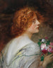 Vista posteriore di una giovane donna di profilo con un mazzo di rose tra le mani - Eduard Veith — vista dell’opera