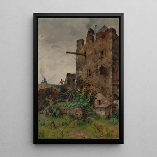 Eduard Zetsche - Wachau Scene of Drnstein by the Old Town Wall.webp