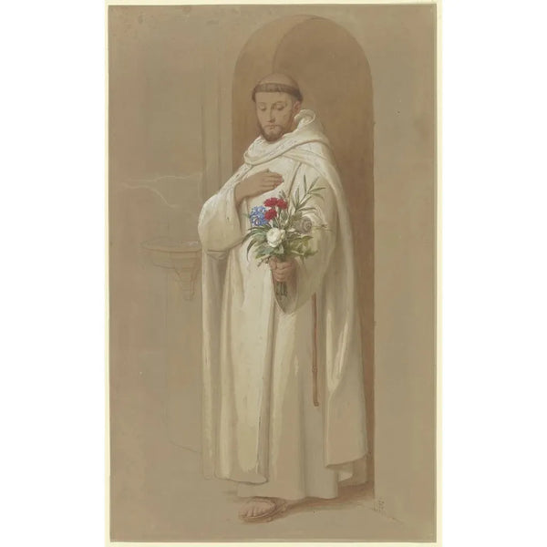 Eduard von Steinle - Kartusermnch mit einem Strau symbolischer Blumen.webp