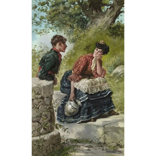 Eduardo Snchez Sol - Courting Couple at the Fountain.webp