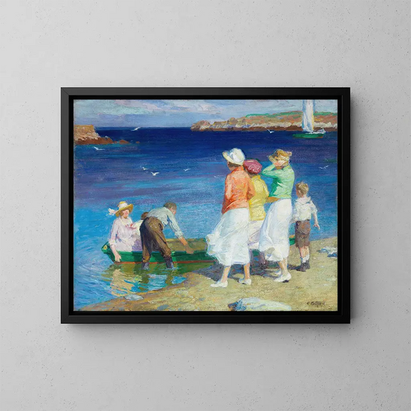Eine Bootsfahrt - Edward Henry Potthast — gerahmtes Bild an der Wand