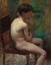 Ein junger Junge sitzt - Edward Henry Potthast — Ansicht des Kunstwerks