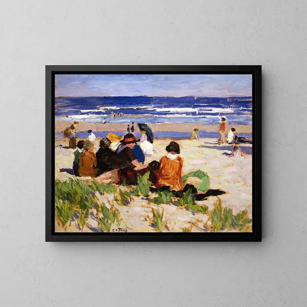 Sur la plage à Ogunquit, Maine - Edward Henry Potthast — gerahmtes Bild an der Wand