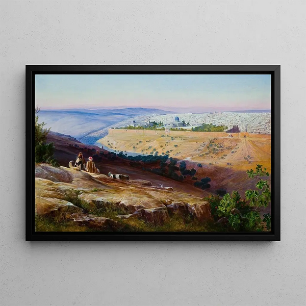 Gerusalemme dal Monte degli Ulivi - Edward Lear — quadro incorniciato alla parete