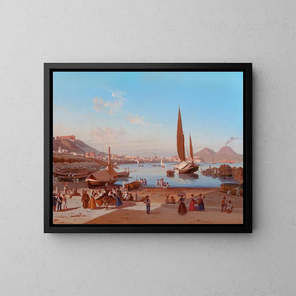 Napoli con il Vesuvio in lontananza - Edward William Cooke — quadro incorniciato alla parete