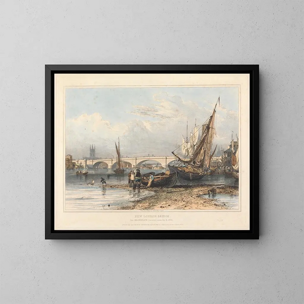 Nuovo London Bridge da Billingsgate - Edward William Cooke — quadro incorniciato alla parete