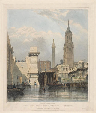 Edward William Cooke - Steps of New London Bridge St Magnus the Monument and Part of Old Bridge.webp