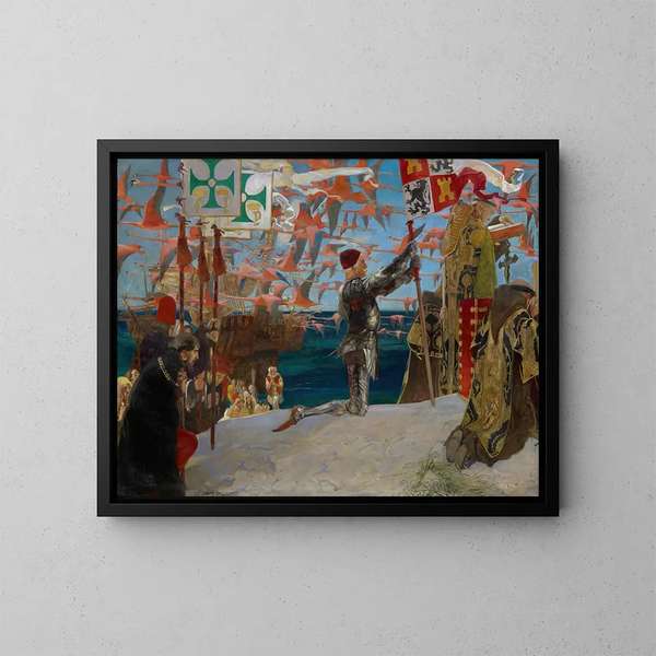 Colomb im Neuen Land - Edwin Austin Abbey — gerahmtes Bild an der Wand