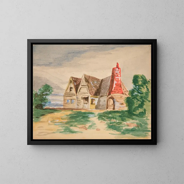 Schizzo di un cottage di campagna - Edwin Austin Abbey — quadro incorniciato alla parete