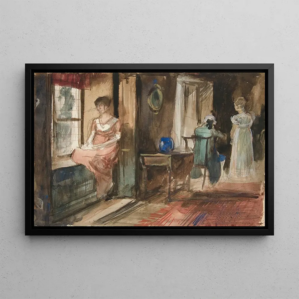 Schizzo di figure in un interno - Edwin Austin Abbey — quadro incorniciato alla parete