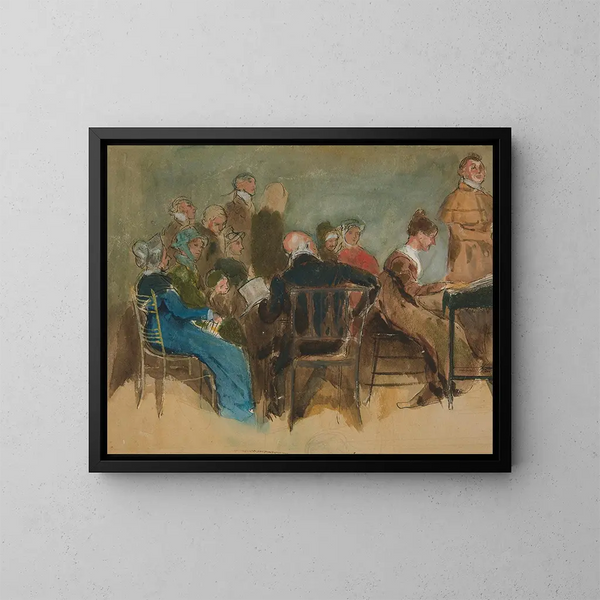 Schizzo di donne in un interno - Edwin Austin Abbey — quadro incorniciato alla parete