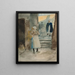 Straßenszene mit zwei Fischhändlern - Edwin Austin Abbey — gerahmtes Bild an der Wand