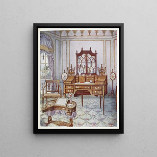 Edwin Foley - Inlaid mahogany cylinderfall china and book case Dshaped satinwood drawing and writing table.webp