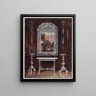 Edwin Foley - Mirror gueridons and table overlaid with silver plaques.webp