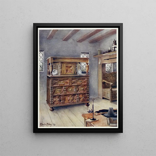 Edwin Foley - The Putnam cupboard of English oak and cedar Carved settle of American Oak.webp