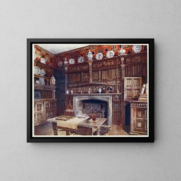L'étude lambrissée à Groombridge Place, Kent - Edwin Foley — gerahmtes Bild an der Wand