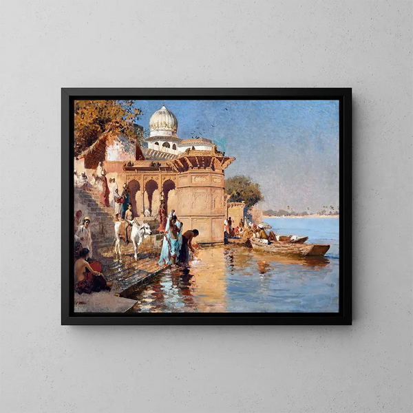 Le long des ghâts de Mathura - Edwin Lord Weeks — gerahmtes Bild an der Wand