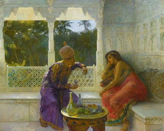 Edwin Lord Weeks - Figures In An Interior With Garden Of Palms Beyond.webp