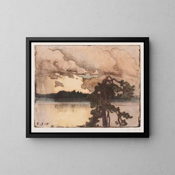 Paesaggio lacustre al tramonto - Eero Järnefelt — quadro incorniciato alla parete