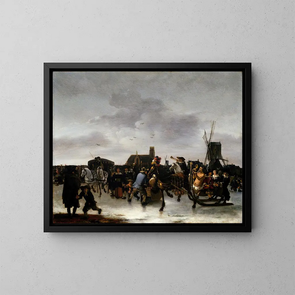 Eine Eisszene - Egbert van der Poel — gerahmtes Bild an der Wand