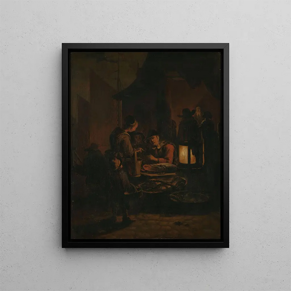 Egbert van der Poel - Fish market at night.webp