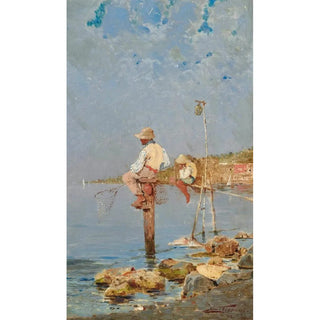 Egisto Ferroni - Boys fishing on the Italian Coast.webp