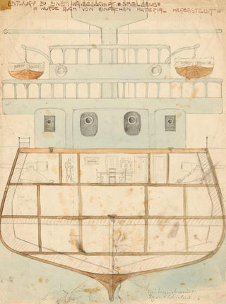 Egon Schiele - Entwurf zu einem KriegsschiffSpielzeug.webp