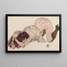 Junge Frau kniend, die auf beiden Ellbogen ruht - Egon Schiele — gerahmtes Bild an der Wand