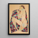 Nu femminile su tessuto a quadri - Egon Schiele — quadro incorniciato alla parete