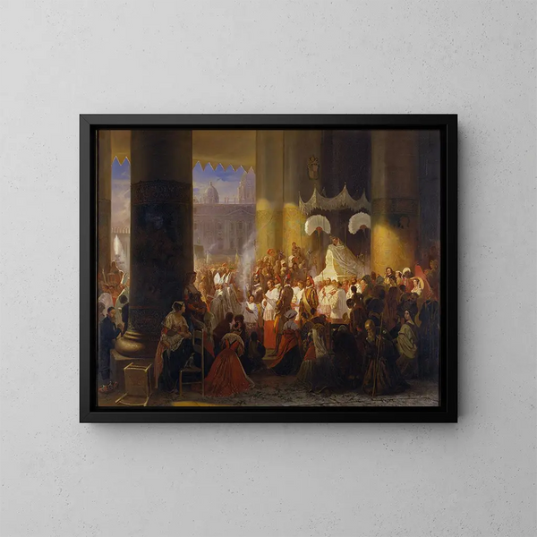 Processione alla festa del Corpus Christi a Roma - Egron Lundgren — quadro incorniciato alla parete
