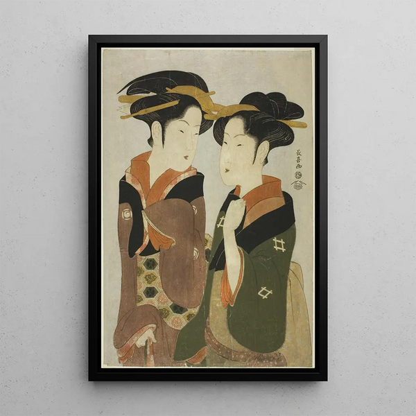 Eishsai Chki - Kan a waitress of the Izutsuya and the geisha Fuseya of the Ogiya.webp