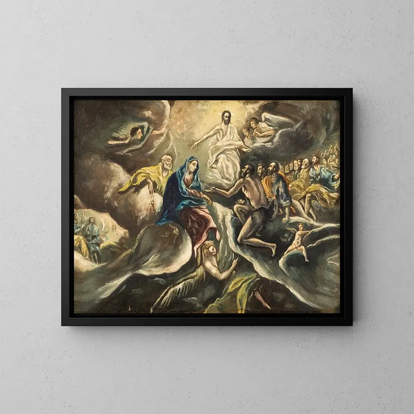 Die Beerdigung des Grafen d'Orgaz - El Greco — gerahmtes Bild an der Wand