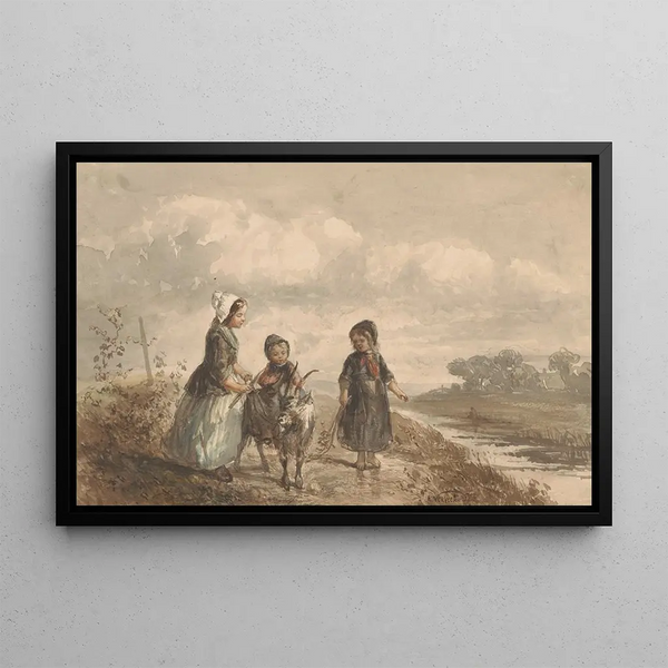 Elchanon Verveer - Drie jonge kinderen in een landschap.webp