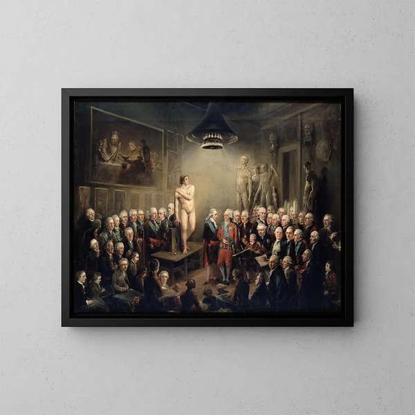 Besuch von Gustave III. in der Royal Academy of Arts - Elias Martin — gerahmtes Bild an der Wand