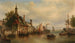La vecchia porta anseatica sul fiume Meuse a Rotterdam - Elias Pieter van Bommel — vista dell’opera
