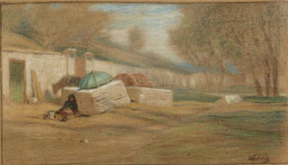 Elihu Vedder - Roadside Figure and Umbrella.webp